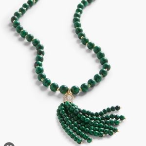 Talbots malachite tassel long necklace